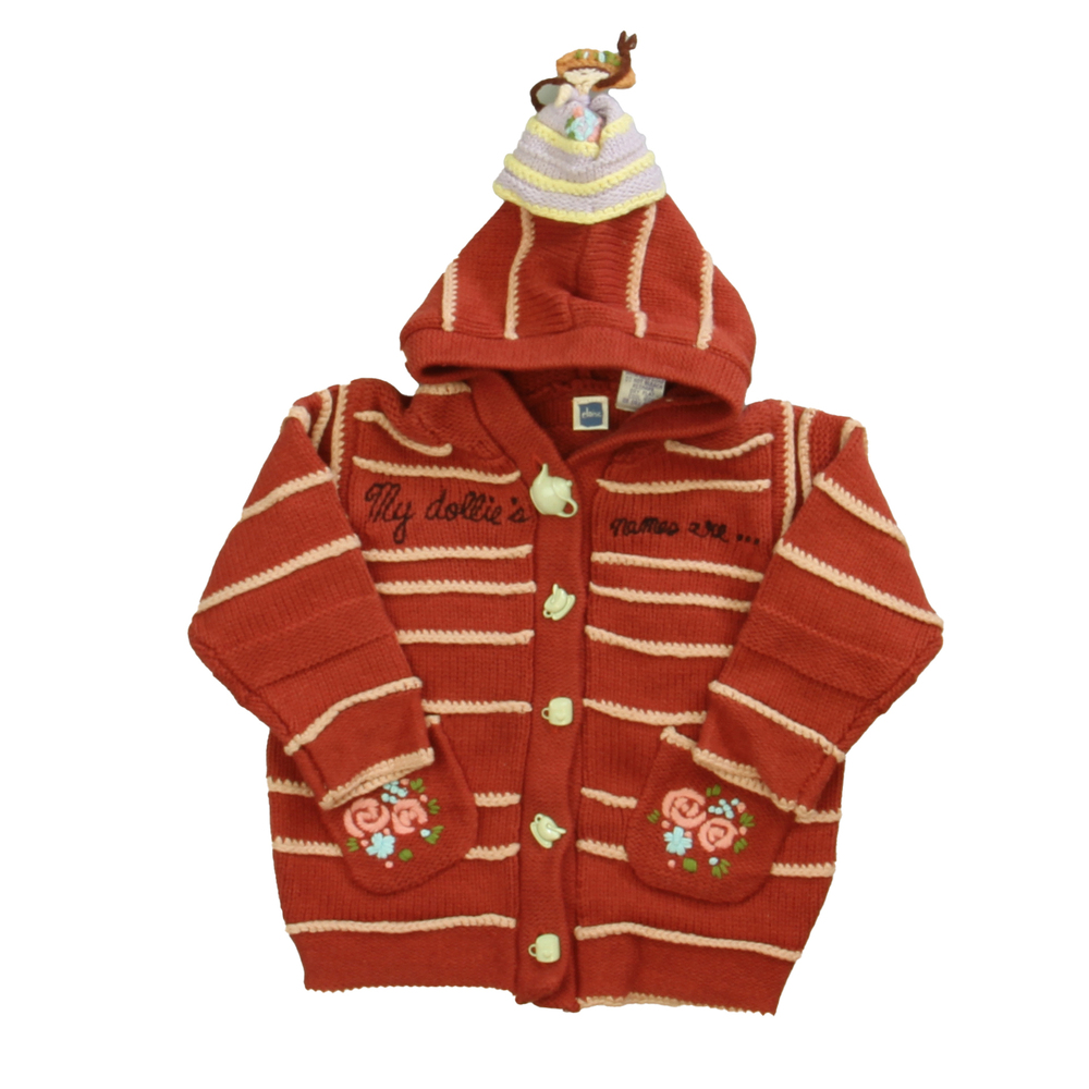 Eloise Girls Rust Stripe Cardigan size: 6-12 Months
